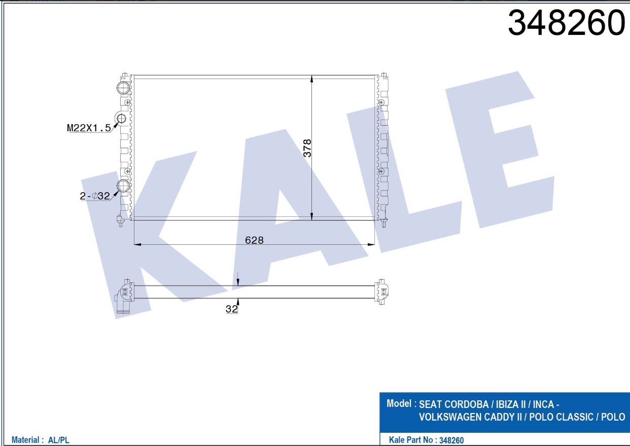 Seat Ibiza Su Radyatörü OEM 6K0121253AA
